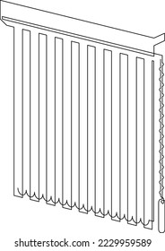 Vertical blinds for windows. Interior element. Continuous line drawing. Vector illustration