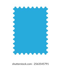 Vertical blue blank postage stamp template isolated vector illustration