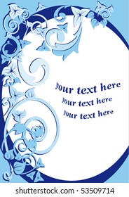 vertical blue frame with blue flower