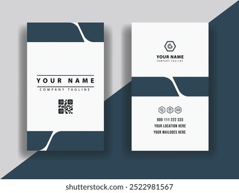 Vertical blue modern creative professional business card template design corporate identity design.