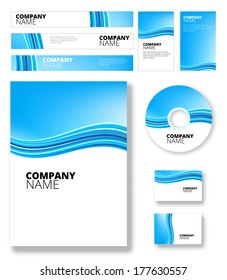 Vertical blue software package vector background with abstract waves