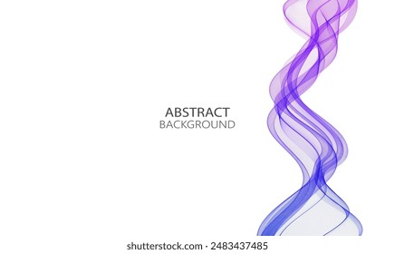 Vertical blue transparent wave on white background