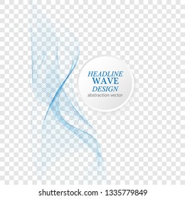 Vertical blue wave. Abstract wave on a transparent background.