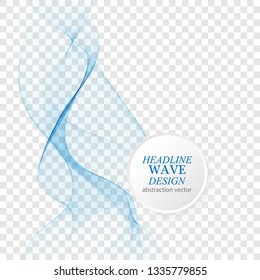 Vertical blue wave. Abstract wave on a transparent background.