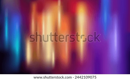 Vertical blurred colorful gradient light effect on black background, abstract party or music party, technology and futuristic theme composed of blue, orange, yellow and purple.