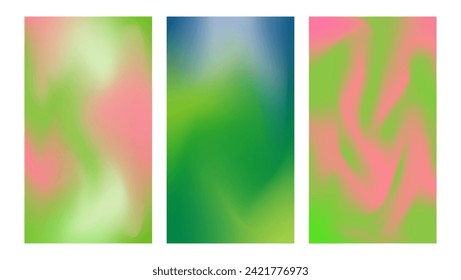 Fondo de degradado vertical borroso para publicaciones en medios sociales o tambores. Historias de primavera estéticas, diseño de plantillas de portada. Moda de duotones desnudos pasteles. El cielo verde y azul son colores suaves.