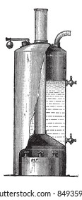 Vertical Boiler, vintage engraved illustration. Trousset encyclopedia (1886 - 1891).