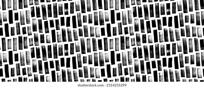 Vertikal gewagte Pinselstriche zeichnen sich durch ein nahtloses Muster aus. Handgezeichnet abstrakter, geometrischer Hintergrund mit fetten Abstrichen. Kurze Grunge Pinselstriche mit rauen Kanten und kratzender Textur. Regelmäßige dicke Linien.