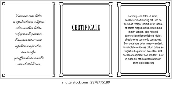Vertical Book Format Vector Frame. Elegant Black  White Border Design