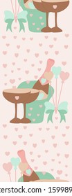 Vertical border with champagne and hart balloons, perfect to use on the web or in print