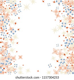 Vertical border from confetti flowers. Abstract vector illustration. Dynamic colored celebration background with confetti floral elements for holiday decoration, paper packaging, textile , covers. 