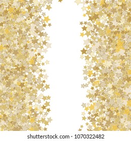Vertical border from confetti stars. Abstract vector illustration. Dynamic colored celebration background with confetti stars  for holiday decorations, paper packaging, textile , covers