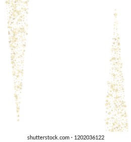 Vertical border from confetti stars.  Isolated gradient celestial elements. Pearl nacre shine. Iridescent festive  celebration vector  template for celebration decorations, packaging.