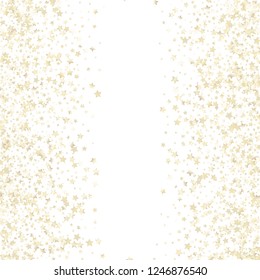 Vertical border from confetti stars.  Isolated gradient celestial elements. Pearl nacre glitter. Iridescent festive  celebration vector  template for celebration decorations, packaging.
