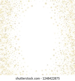 Vertical border from confetti stars.  Isolated gradient stellar elements. Pearl nacre shine. Holiday celebration luminous vector template for celebration decorations, packaging.