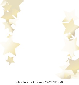 Vertical border from confetti stars.  Isolated gradient stellar elements. Pearl nacre gloss. Festive iridescent holographic effect vector template for celebration decorations, packaging.