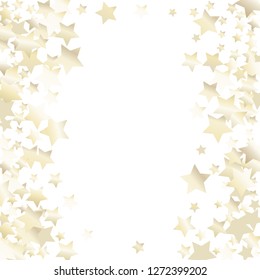 Vertical border from confetti stars.  Isolated gradient celestial elements. Pearl nacre glitter. Iridescent festive  celebration vector  template for celebration decorations, packaging.