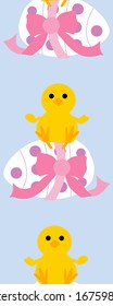vertical border with cute pink easter egg and chicken, perfect to use on the web or in print