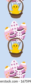 vertical border with easter basket and egg balloons, perfect to use on the web or in print