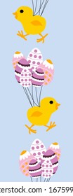 vertical border with easter chicken and egg balloons, perfect to use on the web or in print