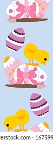 vertical border with easter eggs, paint brush and chicken, perfect to use on the web or in print