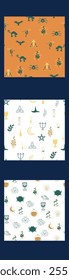 Vertical border, set Magic and heavens seamless pattern. Symbols and elements of the witchcraft theme