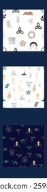 Vertical border, set Magic and heavens seamless pattern. Symbols and elements of the witchcraft theme
