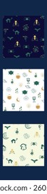 Vertical border, set Magic and heavens seamless pattern. Symbols and elements of the witchcraft theme