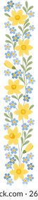 Vertical border with spring flowers. Flowers decor in flat design style