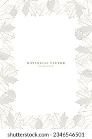 Vertical botanical frame with different leaves on a white background. Frame for text, photos, diplomas, postcards, invitations.