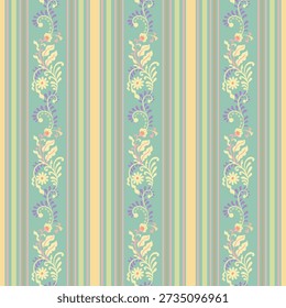 Vid botánica de Vertical con fondo de rayas suaves en verde lavanda y tonos crema para textiles de Fondo de pantalla y ropa de cama.