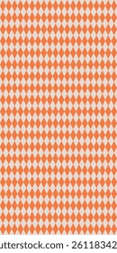 Vertical Bright orange and white harlequin diamond seamless background, bold geometric retro pattern, traditional checkered textile design, abstract wallpaper, graphic tiling for packaging, surface