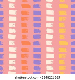 Vertical Brush Strokes Textured Vector Stripes. Childish or Girly Seamless Repeating Pattern. Geometric Lines for Summer Fashion Prints, Bright Kids Decor. Shabby brush strokes.
