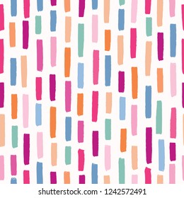 Vertical Brush Strokes Vector Stripes. All Over Print. Feminine Girly Seamless Repeating Pattern. Geometric Lines for Summer Fashion Prints, Bright Kids Decor Wallpaper, Stationery,  Spring Packaging.