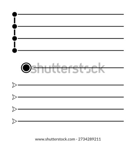 Vertical Bullet Timeline, Arrow List Line Icons Set