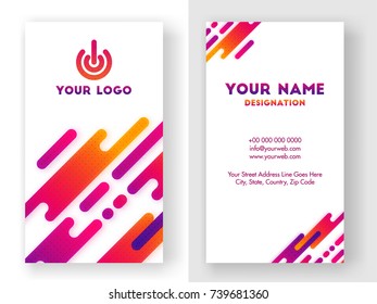 Vertical Business card with colorful abstract design.