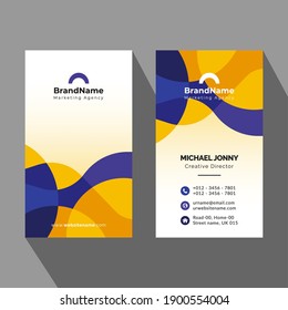 Vertical business card design with geometric shapes