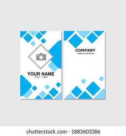 vertical business card design in light blue color. business card for template printing. business card for company