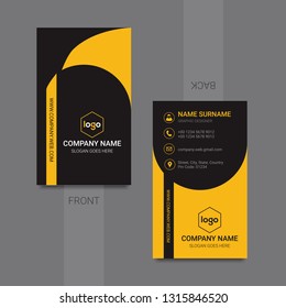 Vertical business card print template. Business card with company logo. Clean flat design. Vector illustration. Business card mockup - Vector