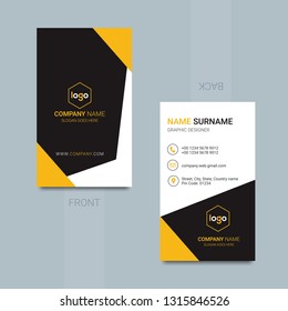 Vertical business card print template. Business card with company logo. Clean flat design. Vector illustration. Business card mockup - Vector