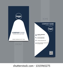 Vertical business card print template. Personal business card with company logo. Vector illustration. Business card mockup - Vector