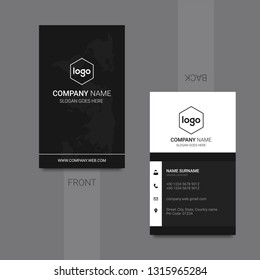 Vertical business card print template. Personal business card with company logo. Vector illustration. Business card mockup - Vector