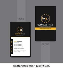 Vertical business card print template. Personal business card with company logo. Vector illustration. Business card mockup - Vector