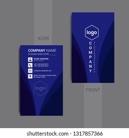 Vertical business card print template. Personal business card with company logo. Clean flat design. Vector illustration. Business card mockup - Vector
