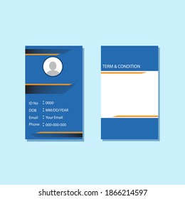 Vertical business card print template. business card design. Business card in blue and black color.