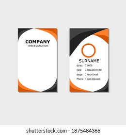 Vertical business card print template. orange and black business cards. flat design illustration
