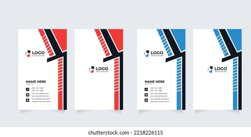 Vertical business card print template. Personal business card with company logo