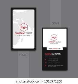 Vertical business card print template.Creative and Clean Business Card Template. Flat Design Vector Illustration. - Vector