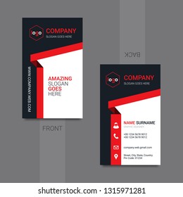 Vertical business card print template.Creative and Clean Business Card Template. Flat Design Vector Illustration. - Vector
