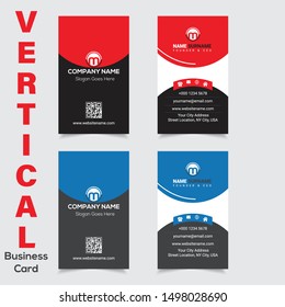 Vertical Business Card Template Design For Company Employer Identity